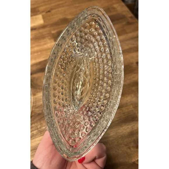 MCM GLASS Candle Holders Hobnail Glass Double Taper MCM LE Smith Vintage X2 - Picture 5 of 7